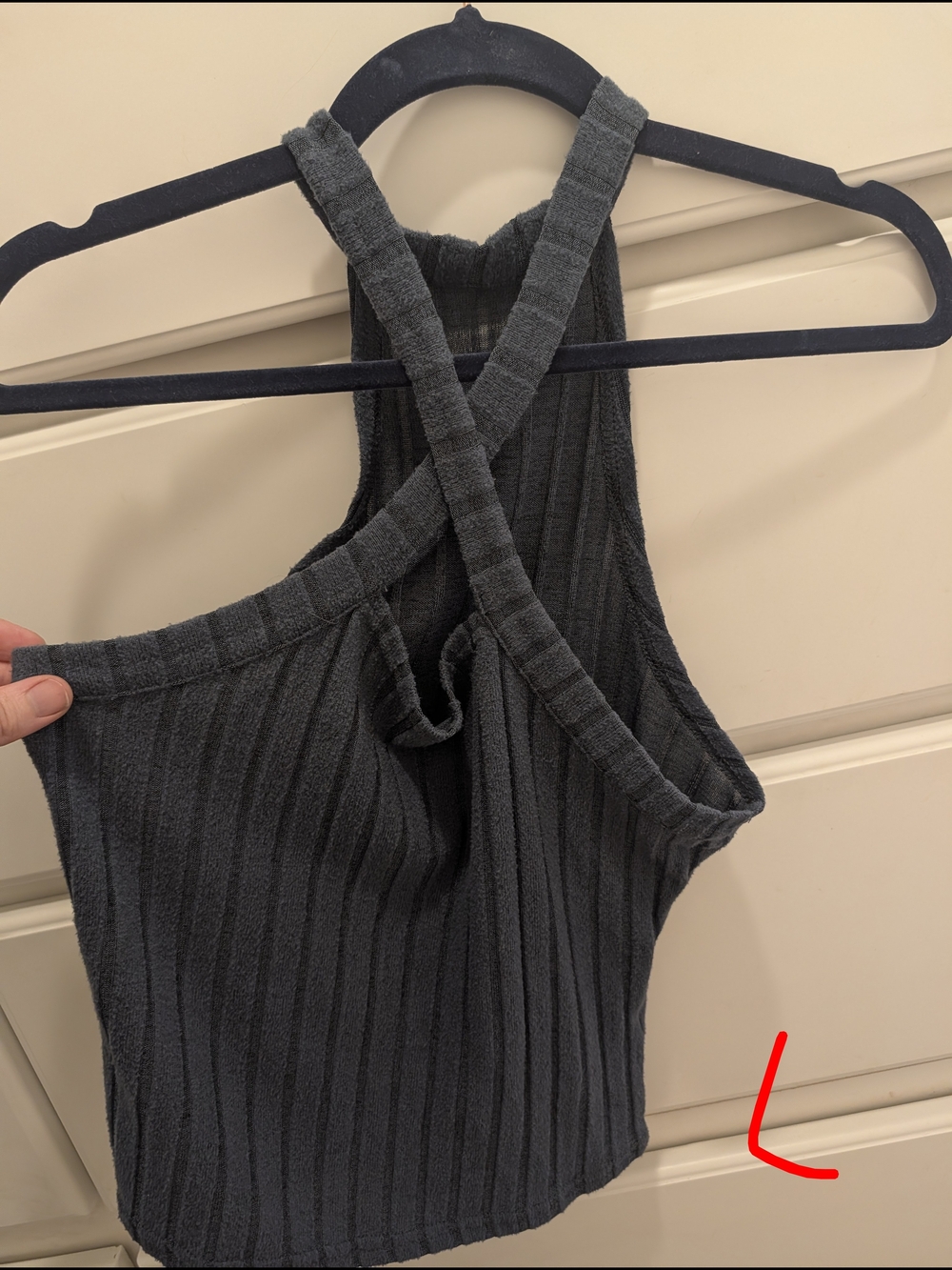 SHEIN Charcoal Ribbed Crisscross Back Tank Top